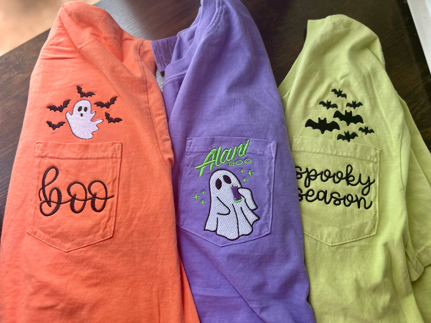 Halloween Embroidered Pocket Tee