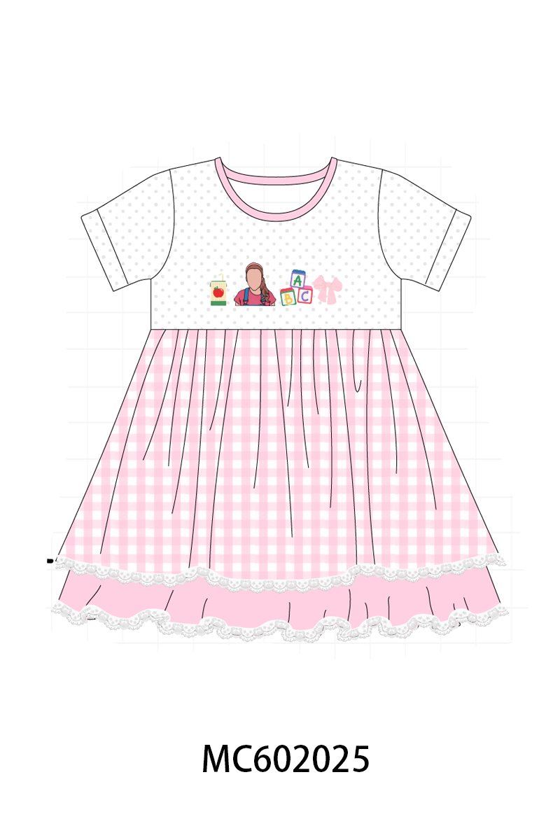 PO81 Ms rachel back to school embroidery ruffle gingham collection