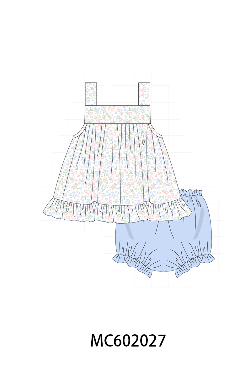 PO81 Blue floral bow print collection