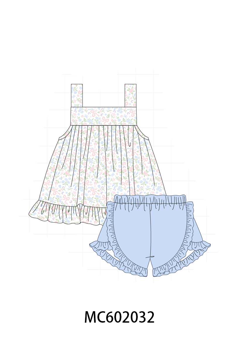 PO81 Blue floral bow print collection