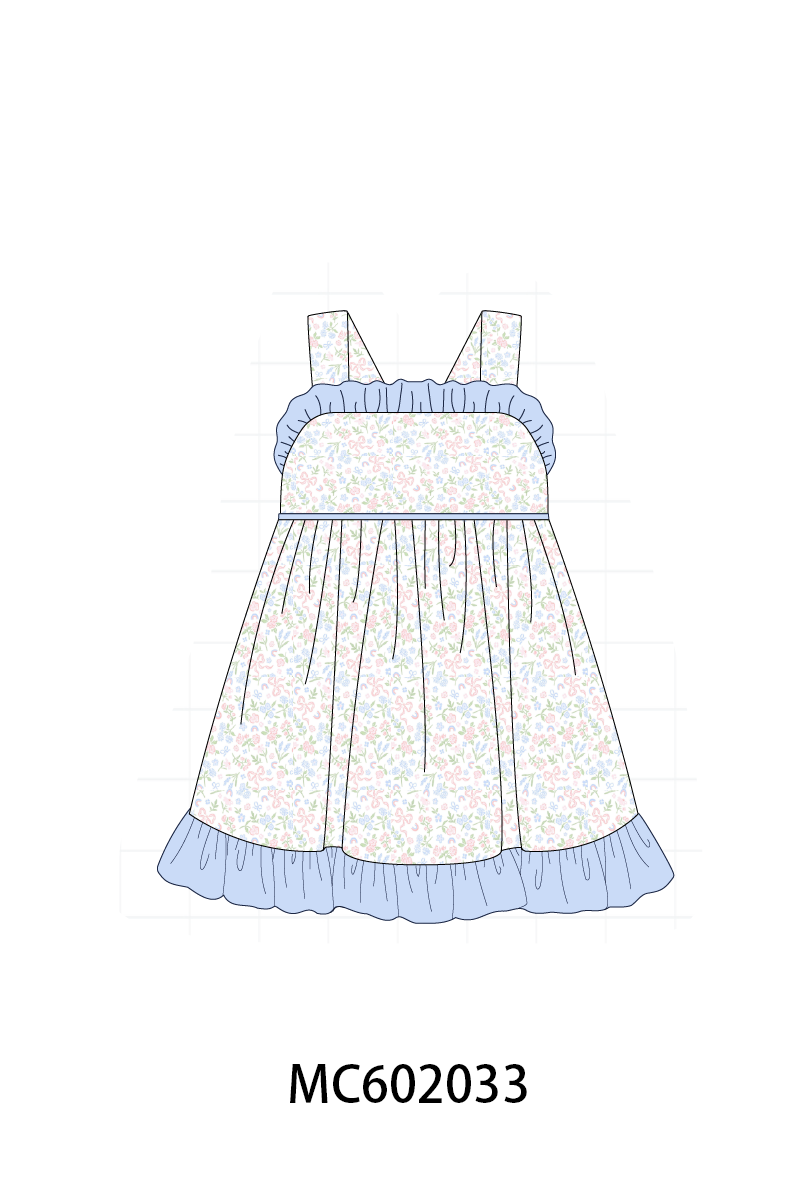 PO81 Blue floral bow print collection
