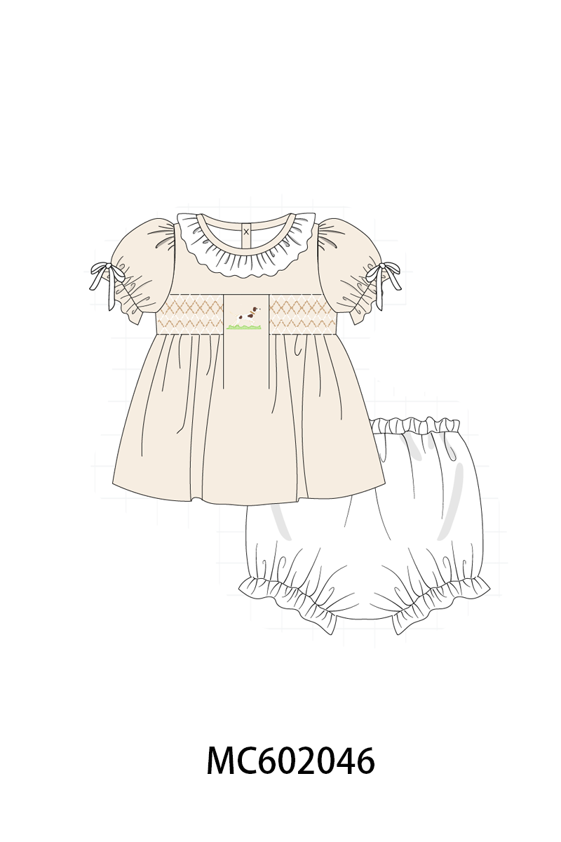 PO81 Blue puppy embroidery smocked collection