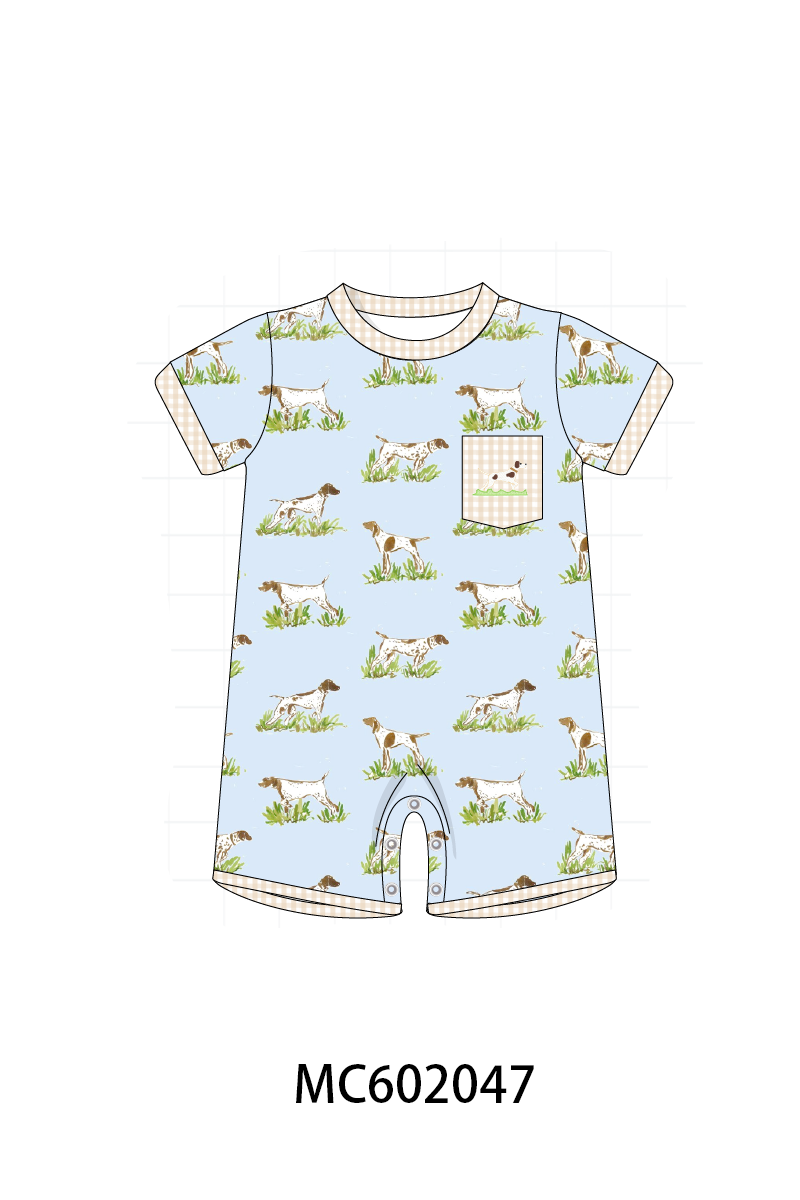 PO81 Blue puppy embroidery smocked collection