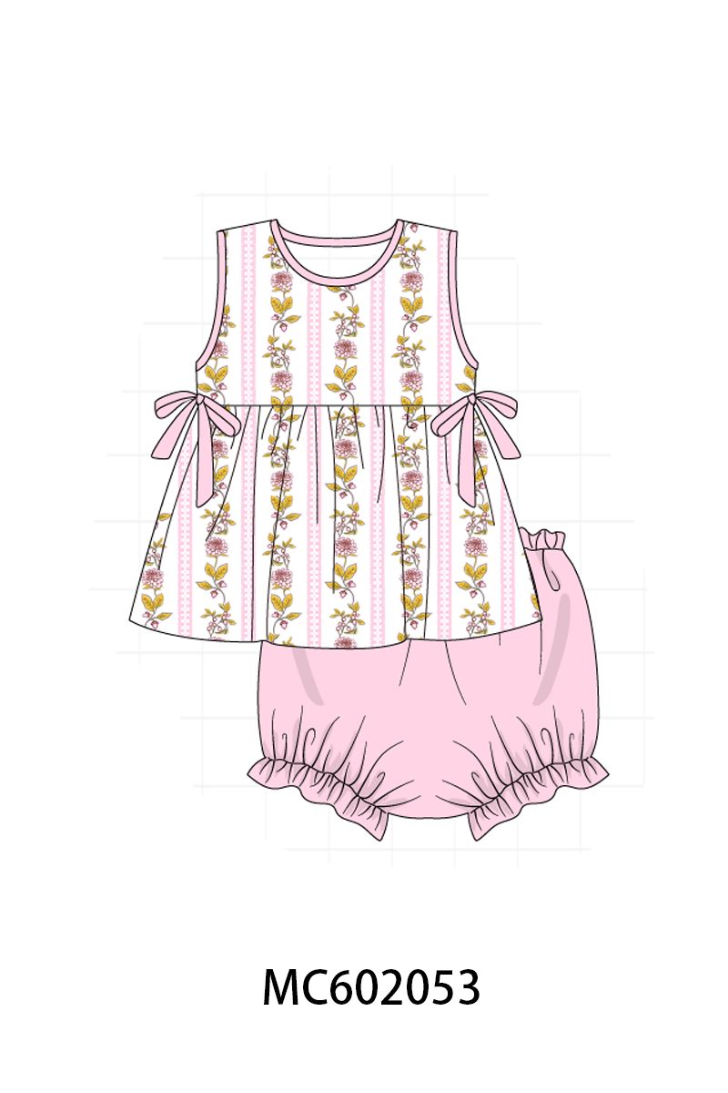 PO81 Pink garden print ruffle collection