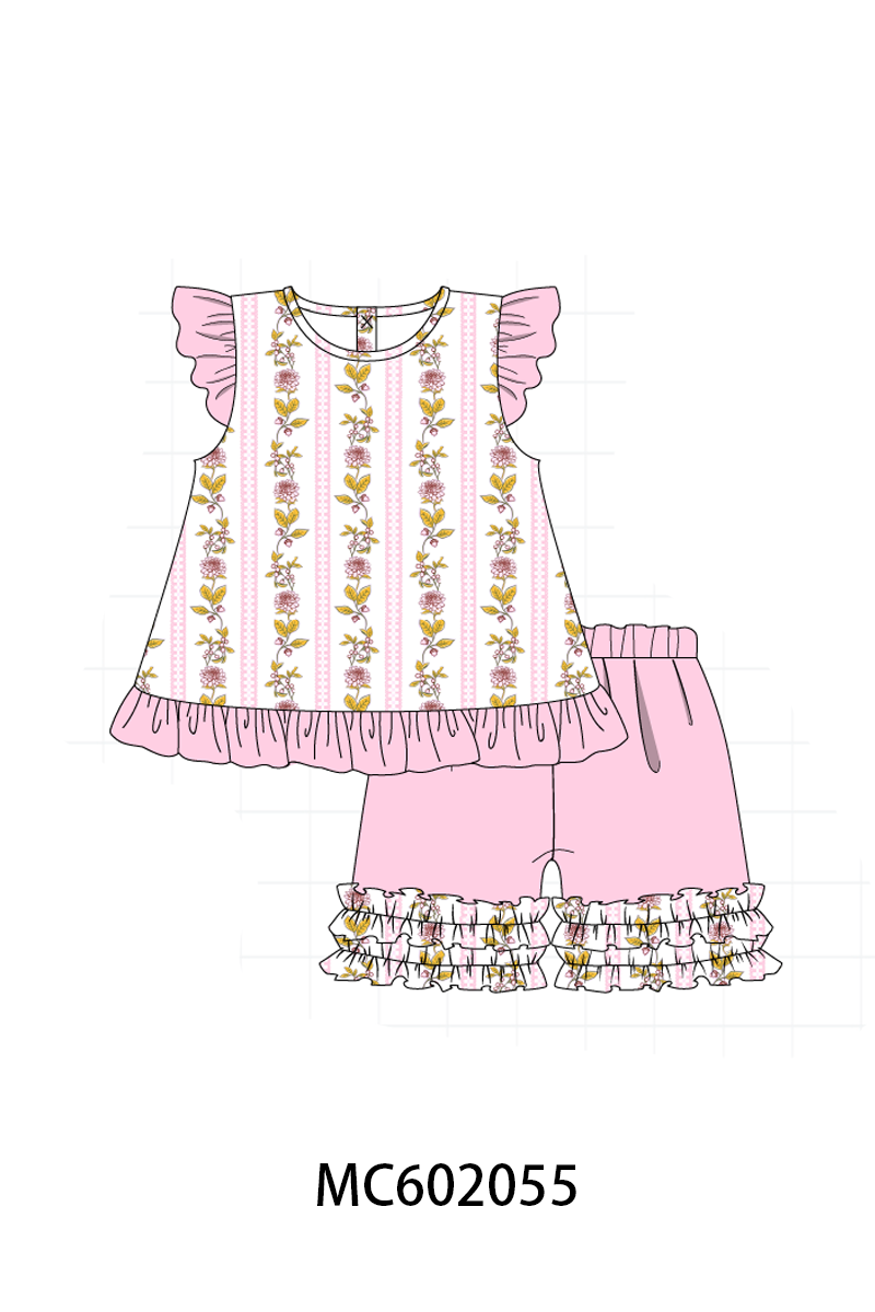 PO81 Pink garden print ruffle collection