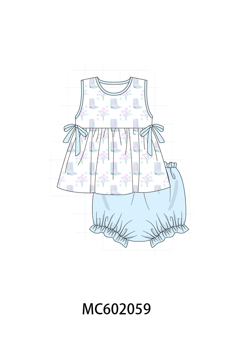 PO81 Blue boots print ruffle collection