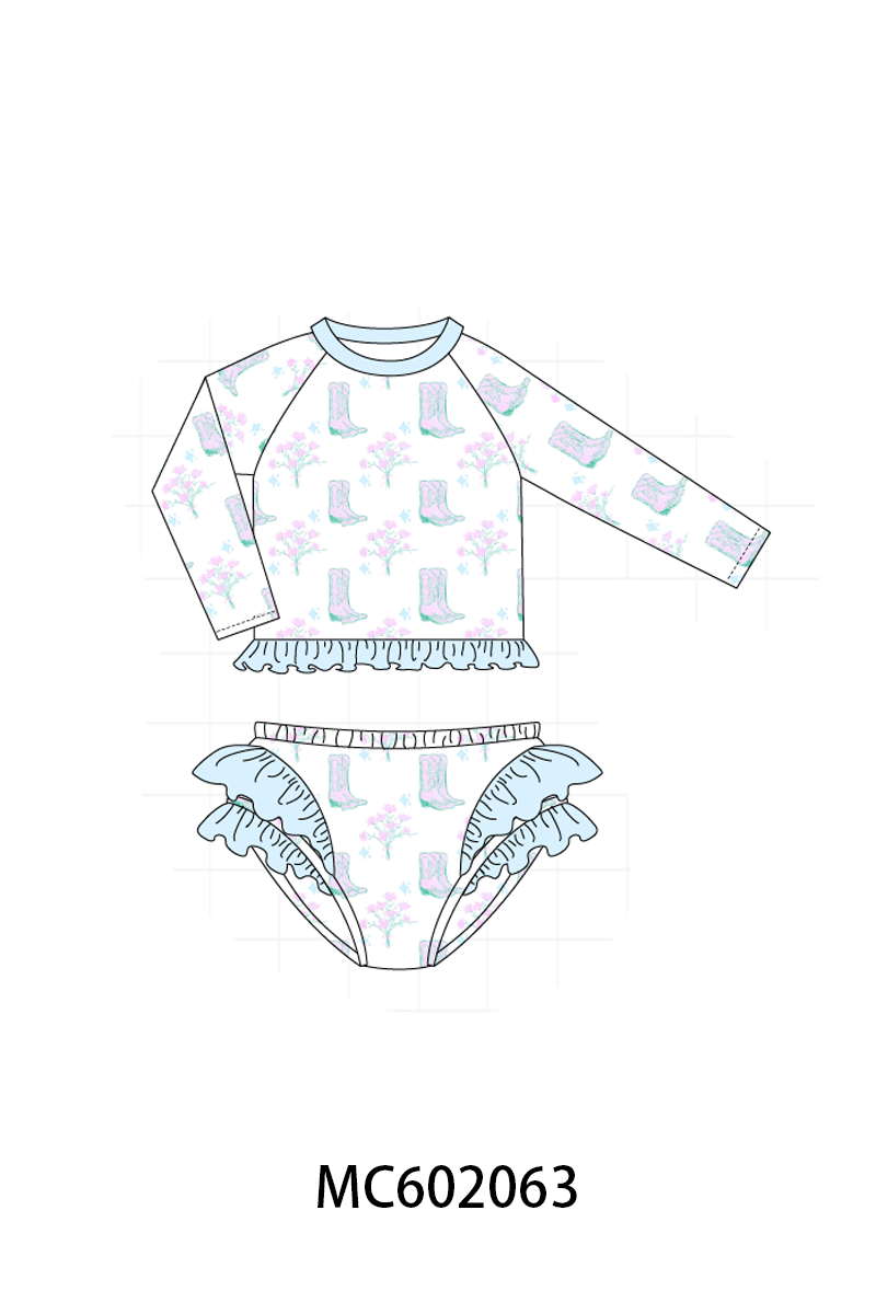 PO81 Blue boots print ruffle collection