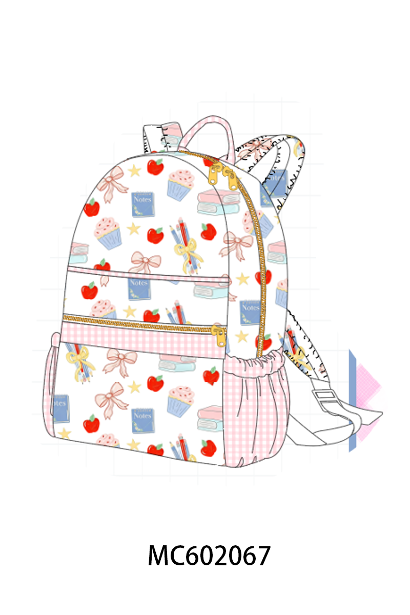 PO81 Pink back to school apple book bow embroidery collection