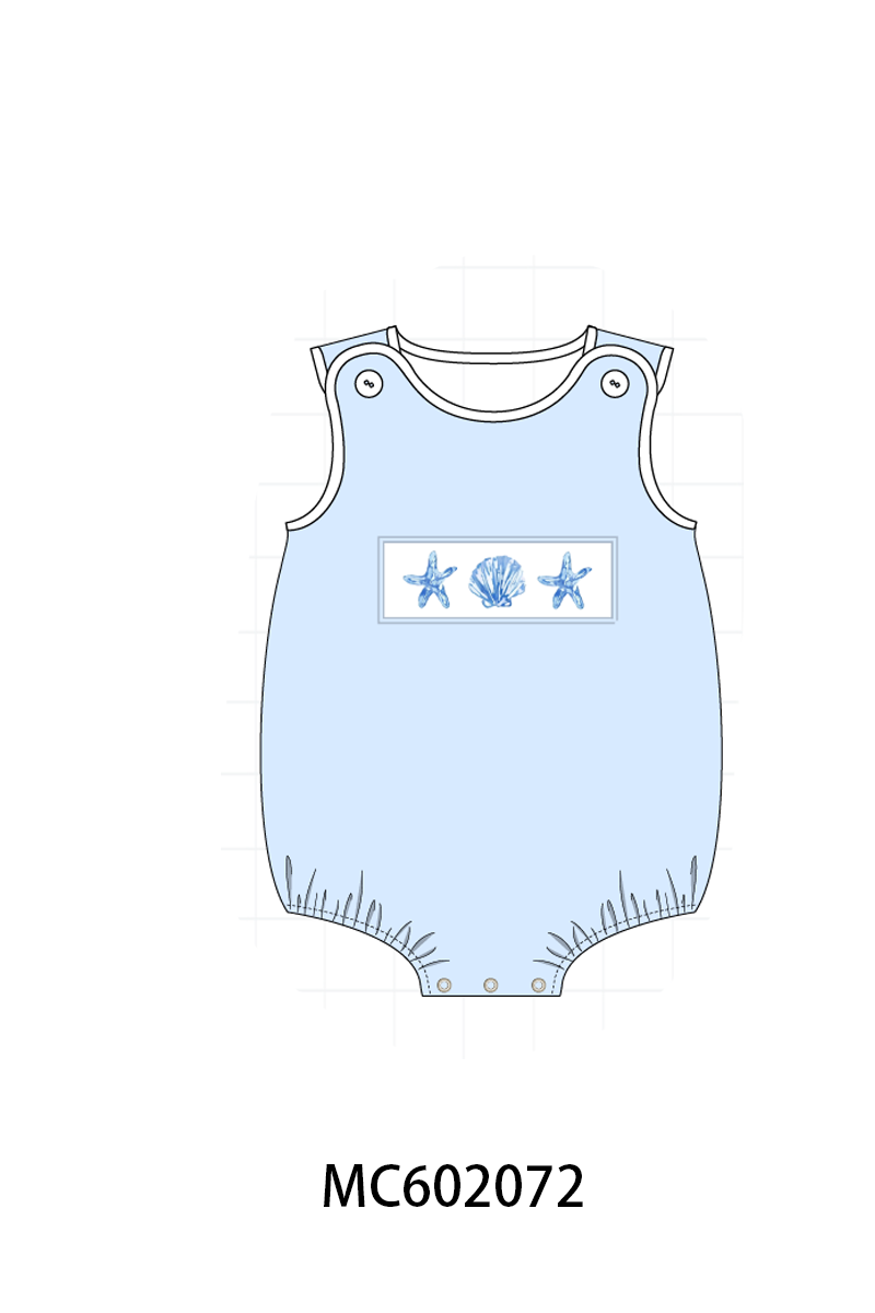 PO81 Blue shells bow embroidery collection