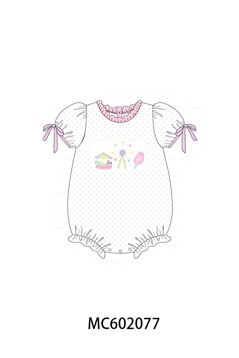 PO81 Blue ferris wheel carousel embroidery collection