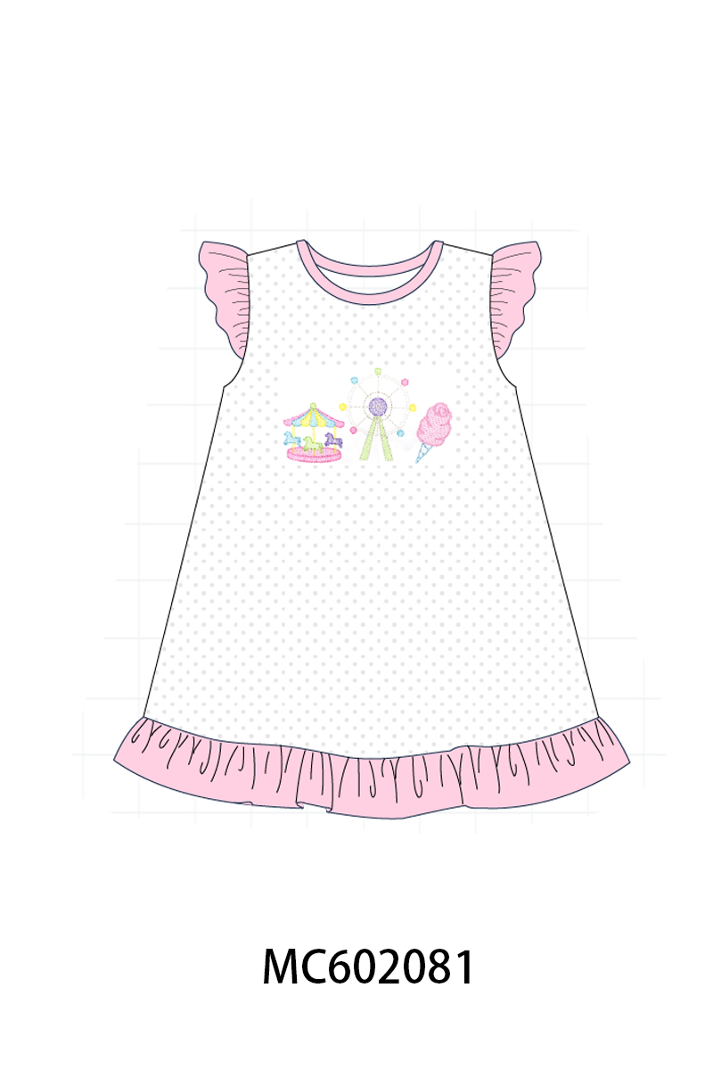 PO81 Blue ferris wheel carousel embroidery collection