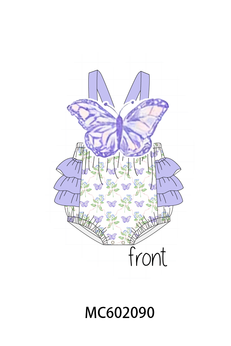 PO81 Purple floral butterfly applique collection