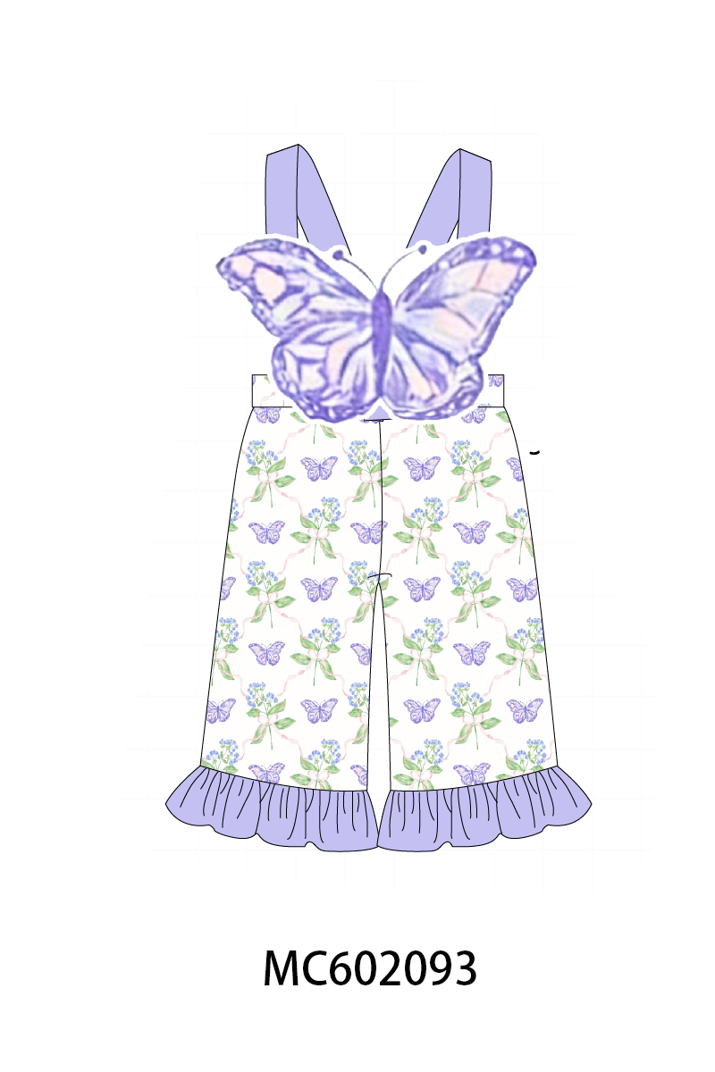 PO81 Purple floral butterfly applique collection
