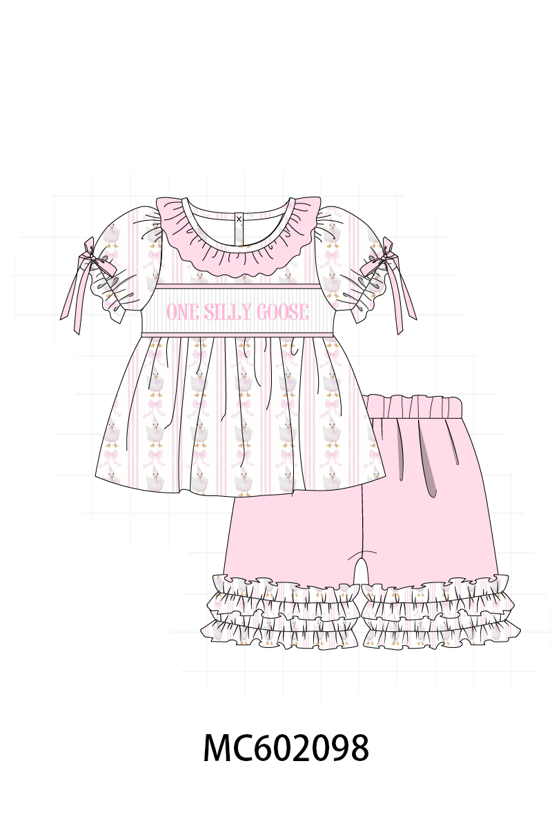 PO81 Pink&blue one silly goose embroidery collection