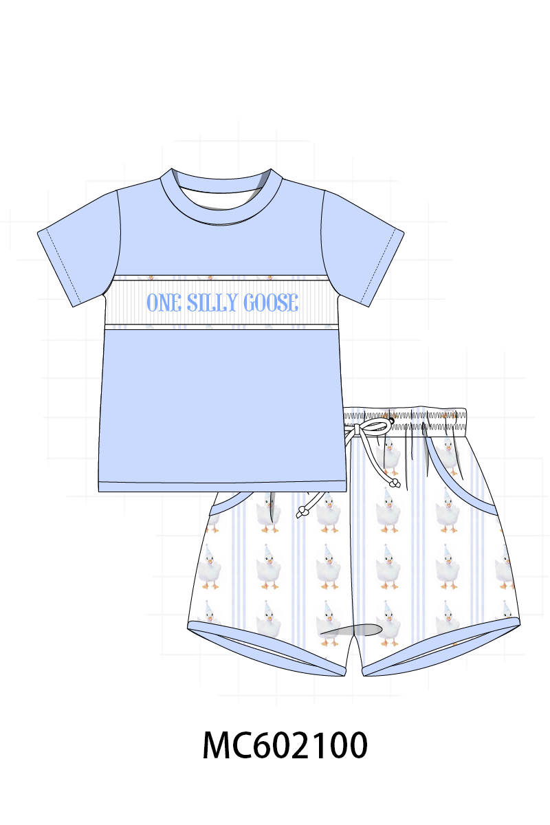 PO81 Pink&blue one silly goose embroidery collection