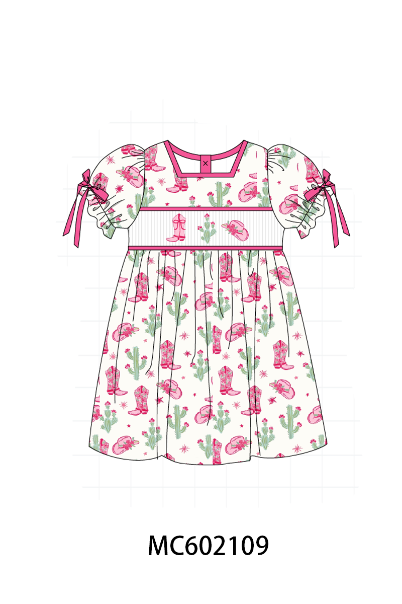 PO81 Pink western cowgirl boots smocked collection