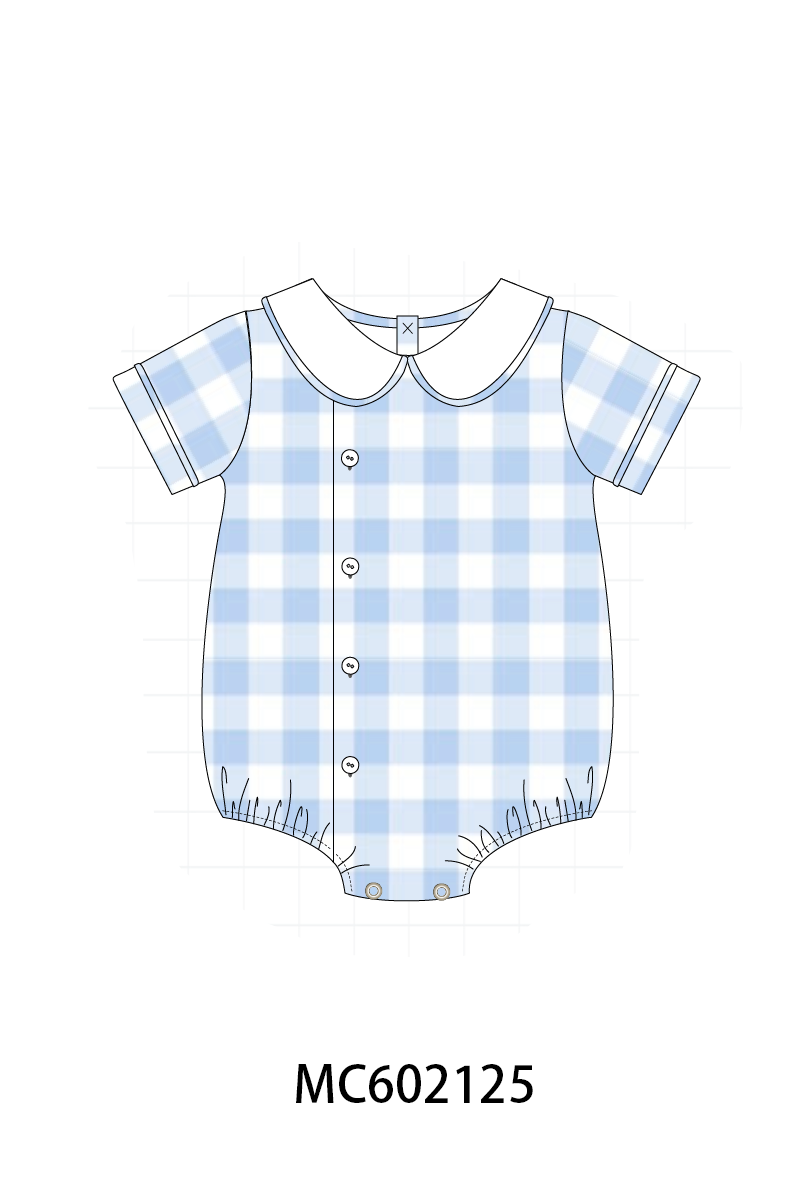 PO81 Pink&blue cotton peter pan collar gingham collection