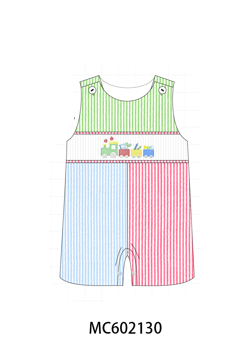 PO81 Multicolored train of scholl smocked seersucker collection