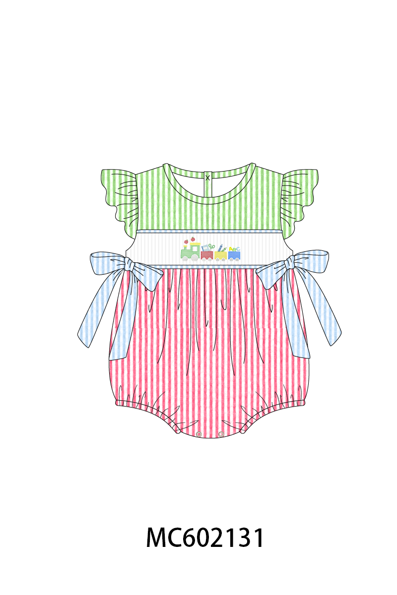 PO81 Multicolored train of scholl smocked seersucker collection