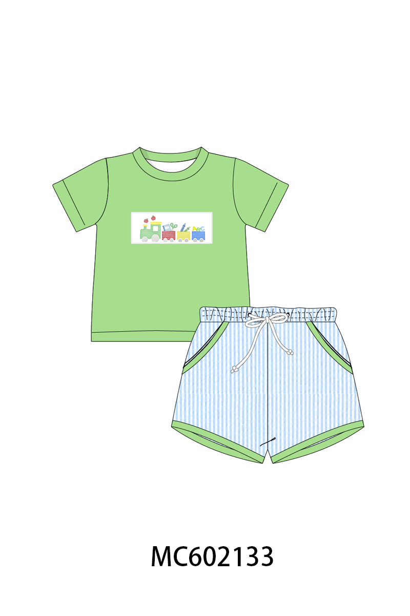 PO81 Multicolored train of scholl smocked seersucker collection