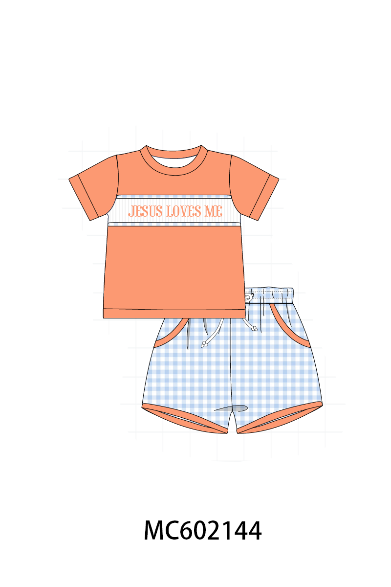 PO81 Coral floral jesus loves me smocked collection