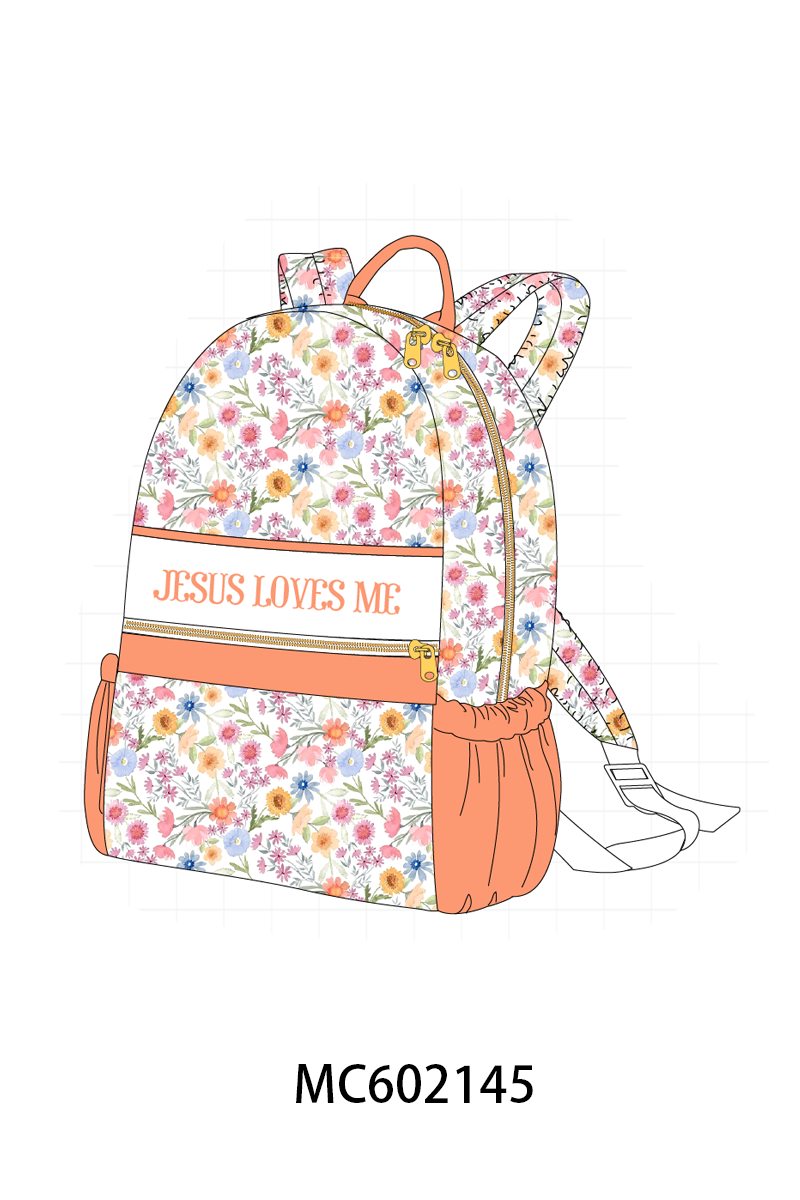 PO81 Coral floral jesus loves me smocked collection