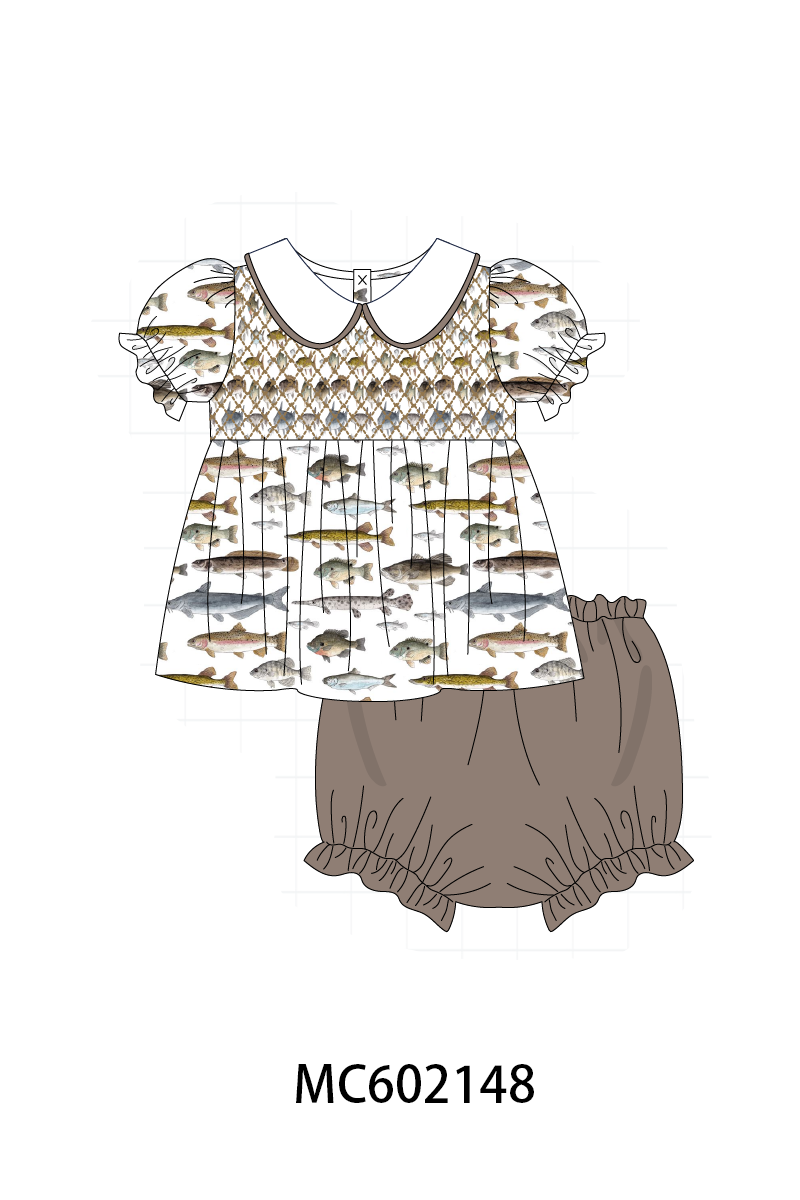 PO81 Fishes print smocked collection