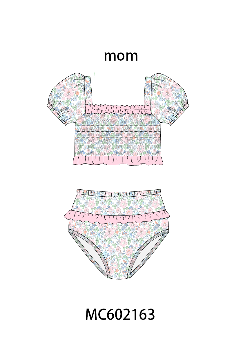 PO81 Garden floral smocked ruffle mom&me collection