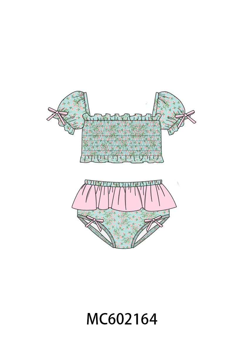 PO81 Garden floral smocked ruffle mom&me collection