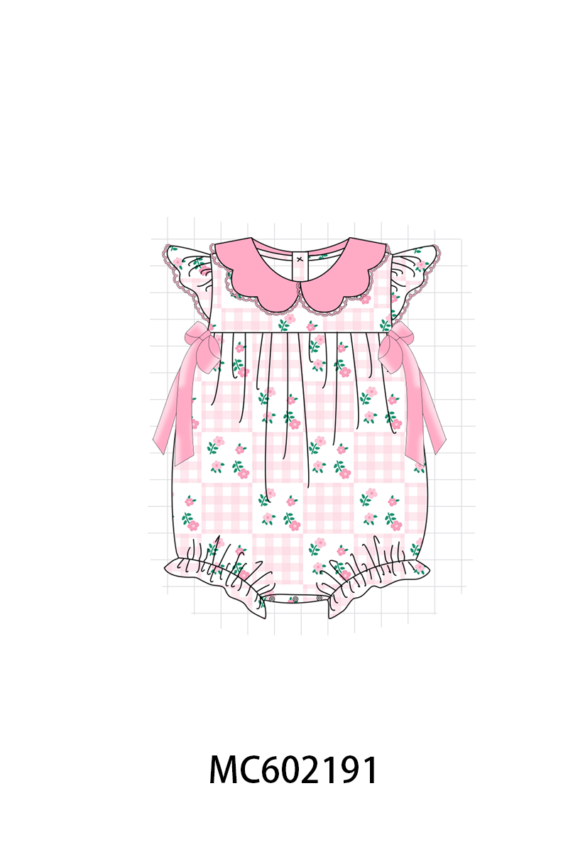 PO81 Pink floral print gingham ruffle collection