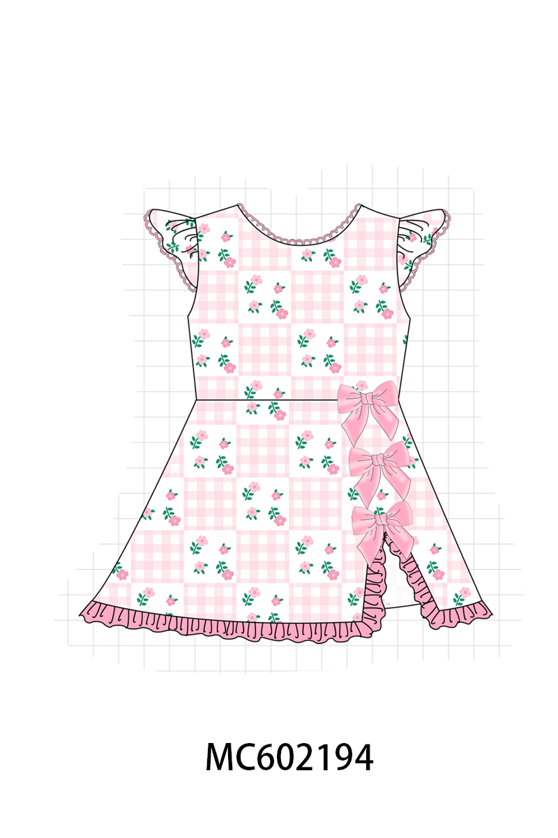 PO81 Pink floral print gingham ruffle collection