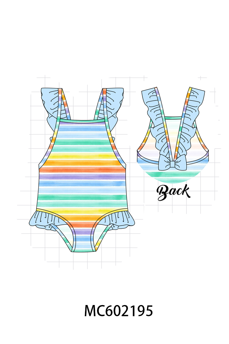 PO81 Watercolor rainbow stripe swimsuit collection