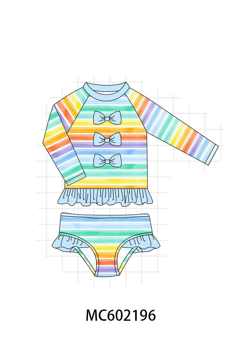 PO81 Watercolor rainbow stripe swimsuit collection
