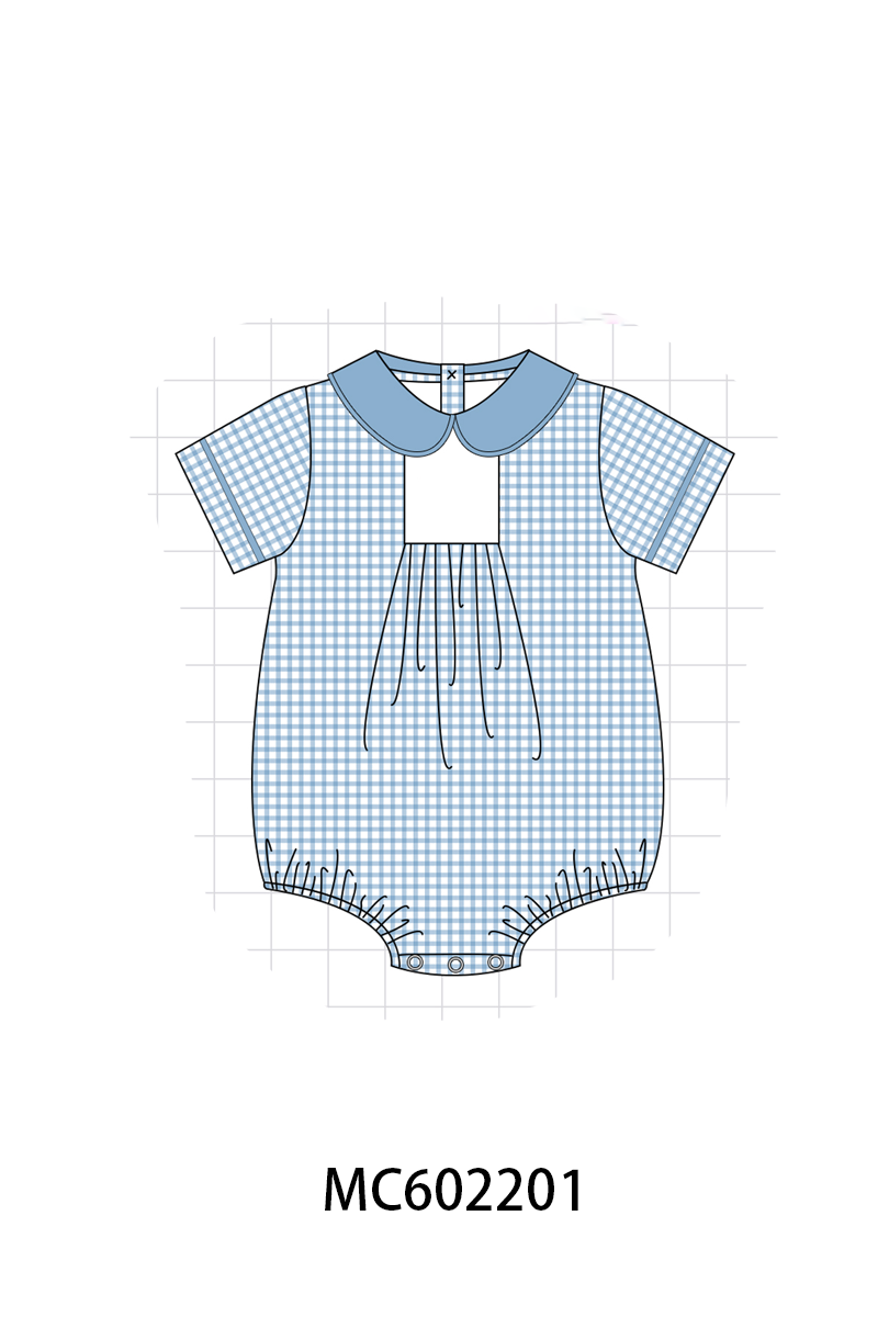 PO81 Blue floral smocked bow collection