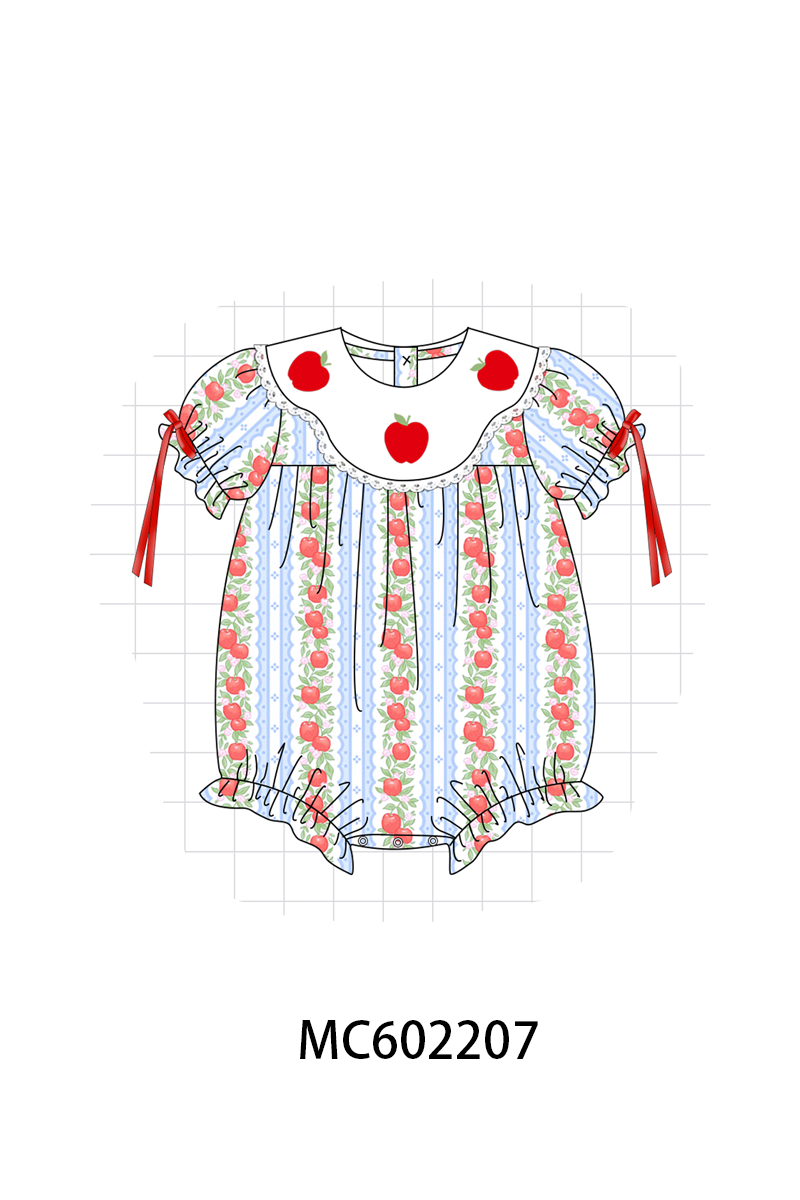 PO81 Red back to school apple embroidery print collection