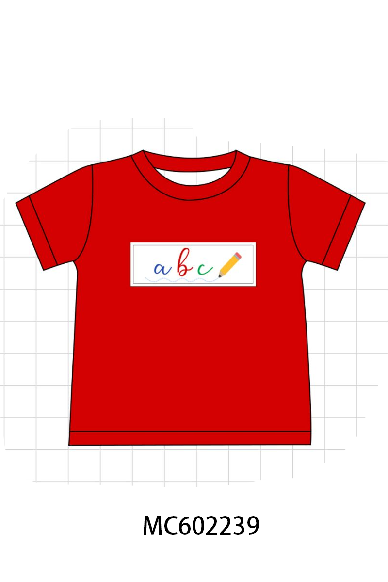 PO81 Red back to school pencil abc embroidery plaid collection
