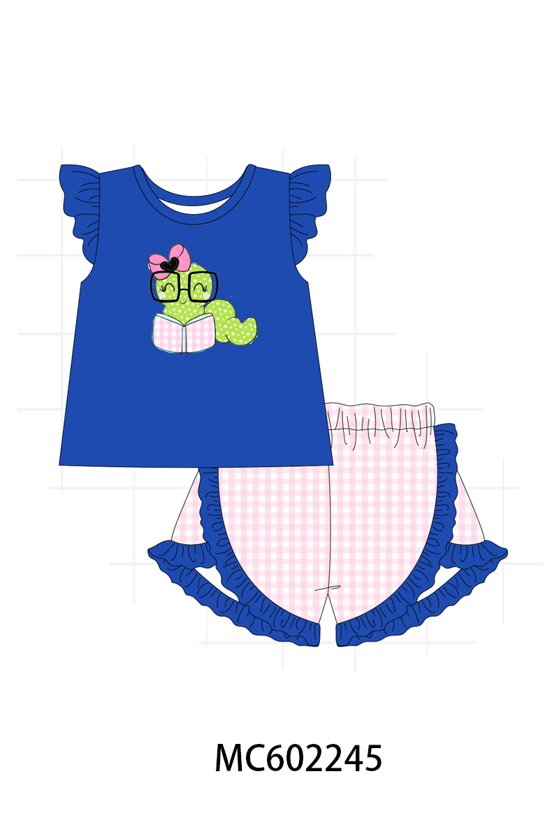 PO81 Blue bookworm applique collection