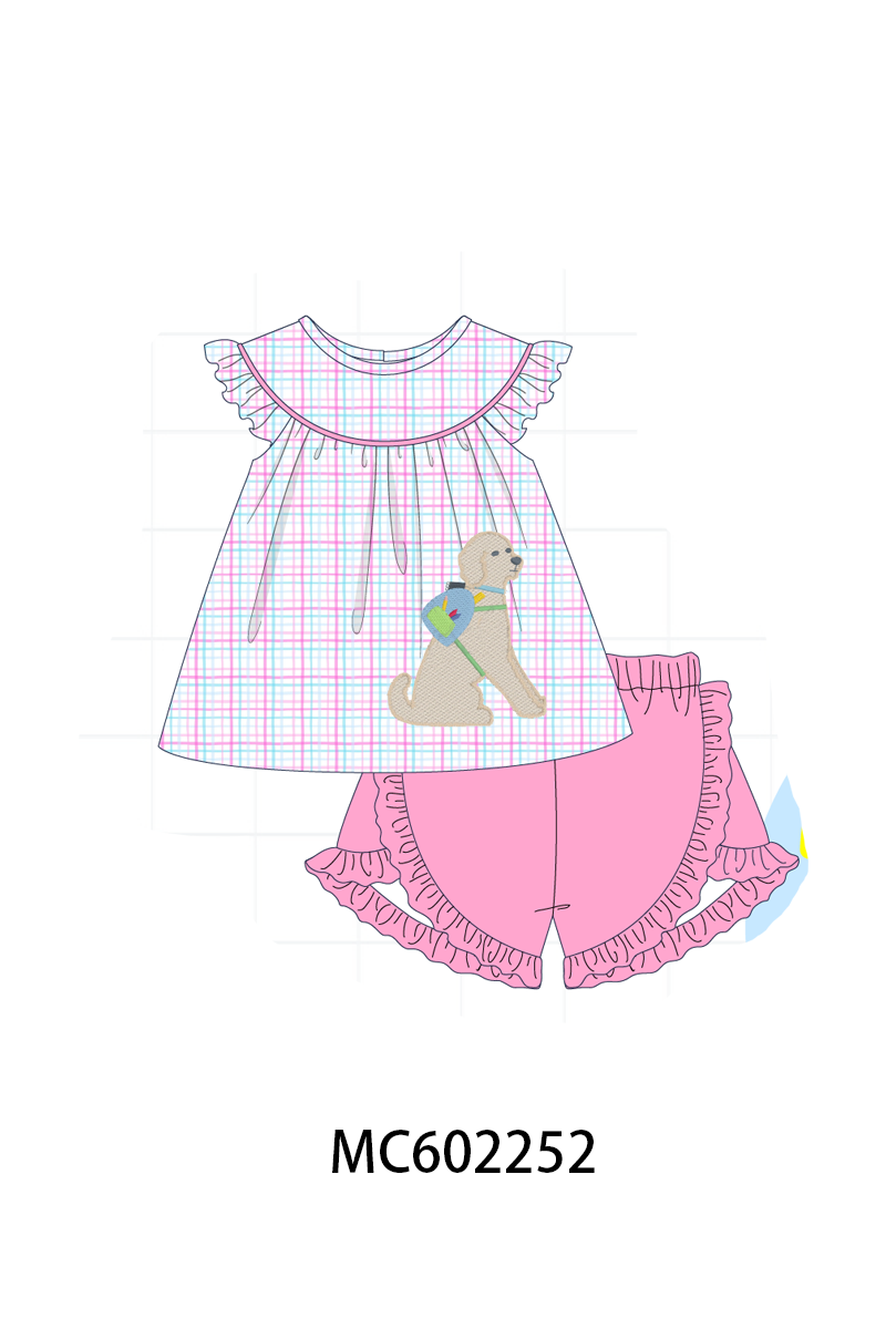 PO81 Back to school puppy applique plaid collection