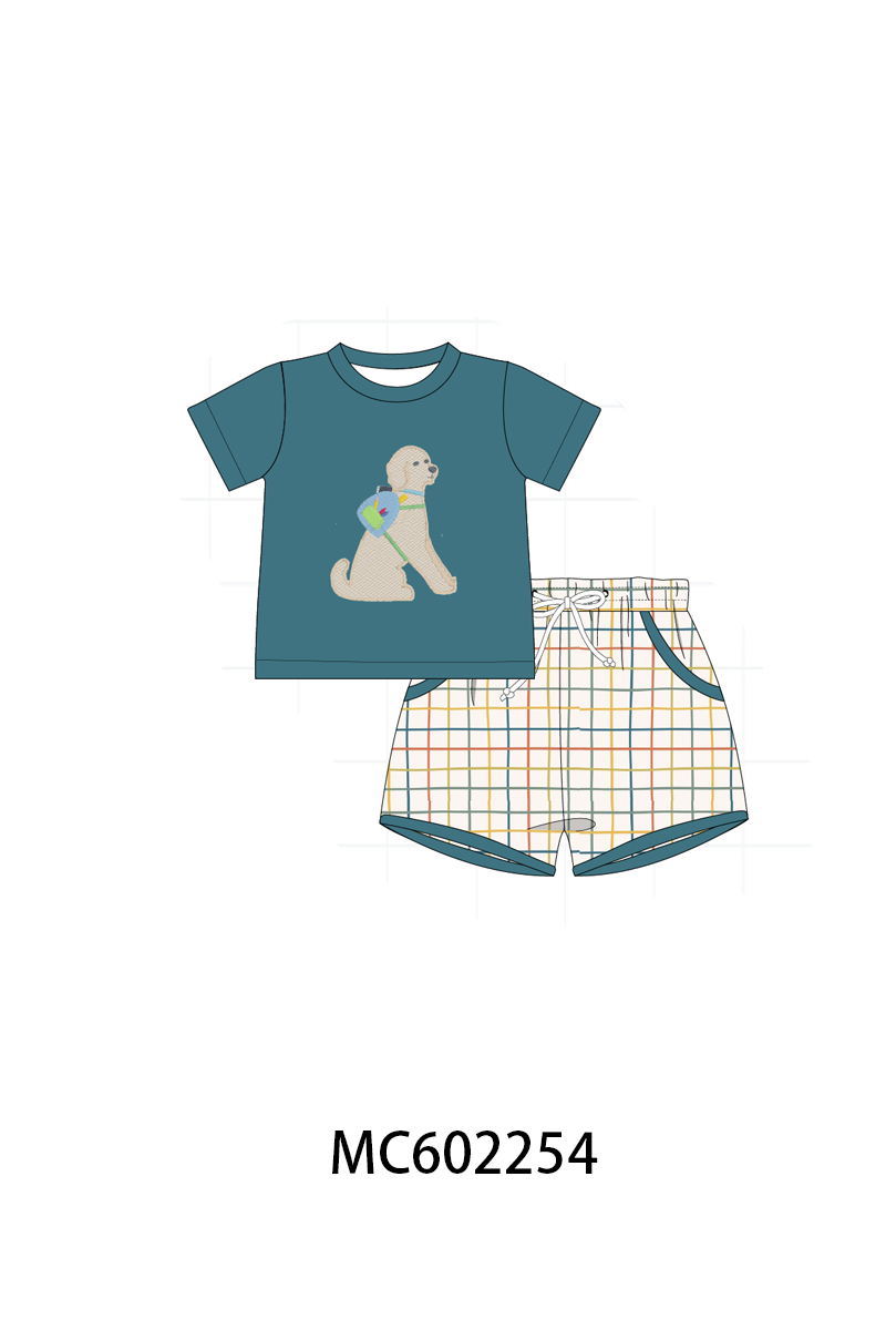 PO81 Back to school puppy applique plaid collection