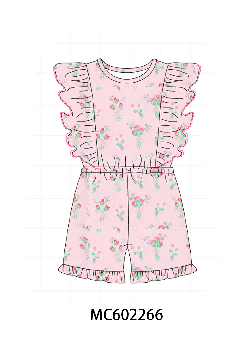 PO81 Pink floral print ruffle collection