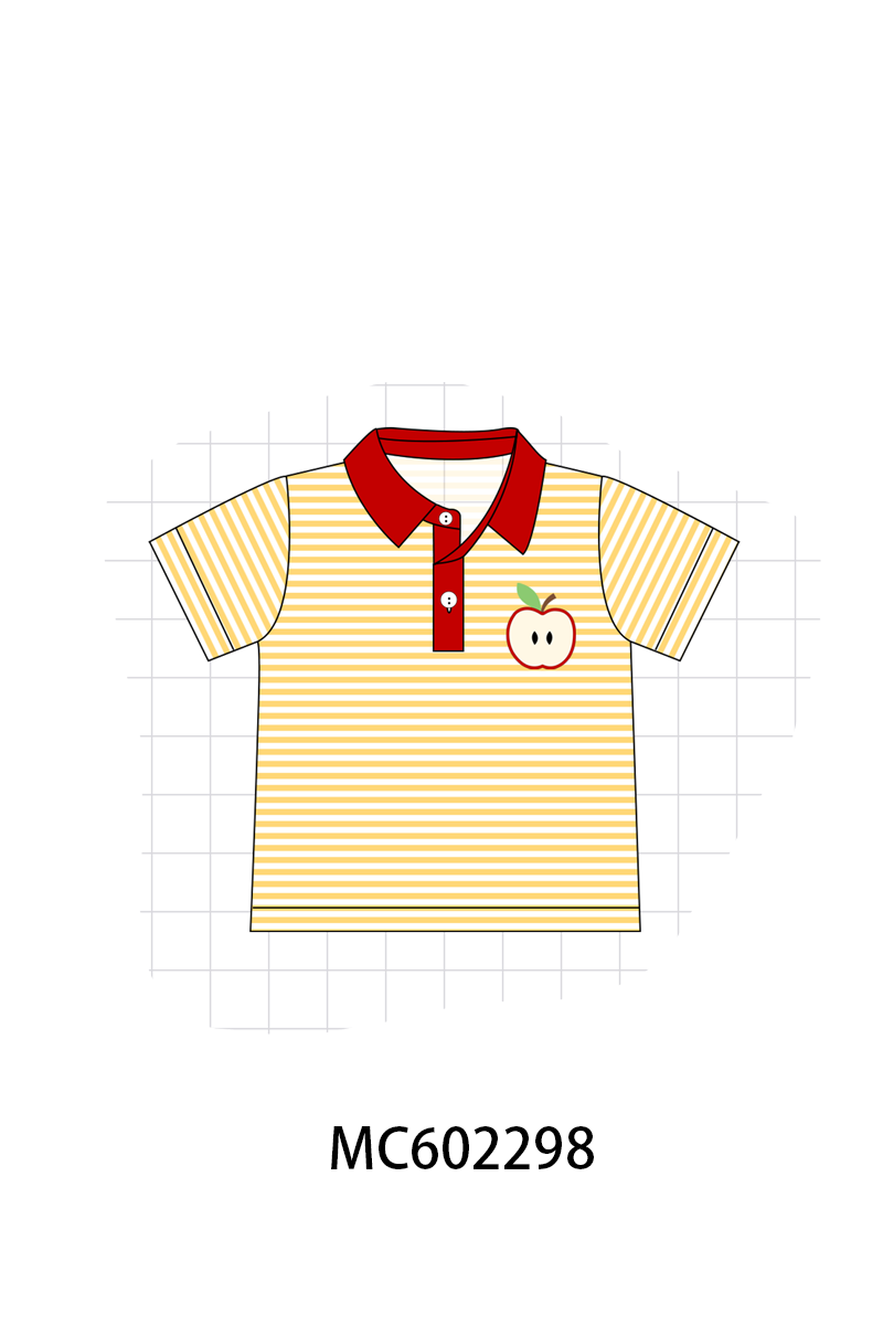PO81 Back to school pencil apple bus embroidery stripe top collection
