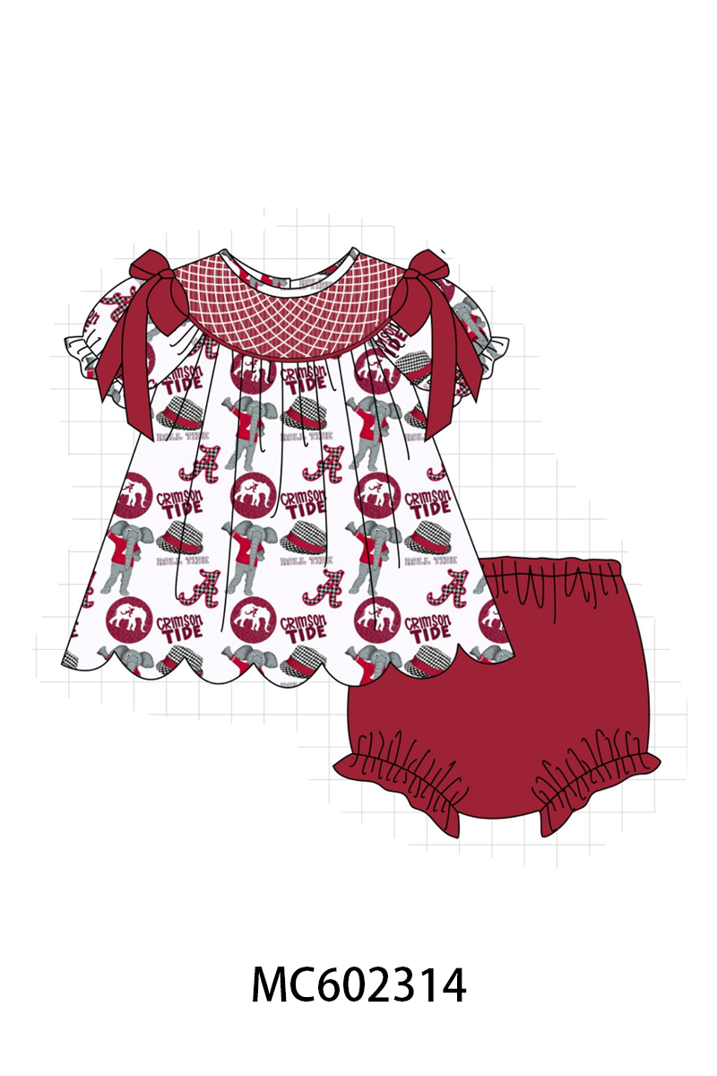 PO82 Maroon Alabama smocked collection