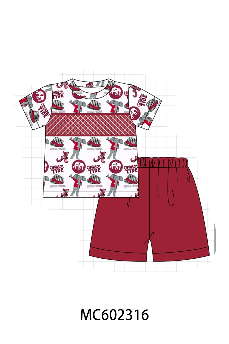 PO82 Maroon Alabama smocked collection