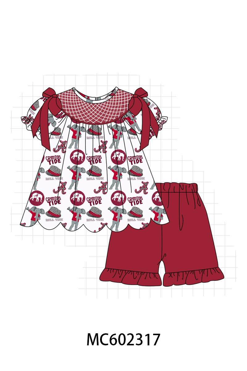 PO82 Maroon Alabama smocked collection