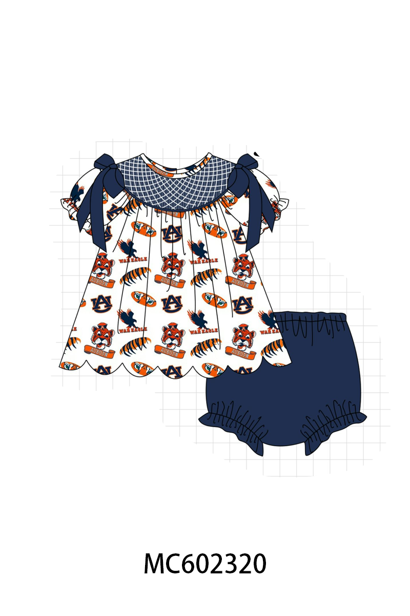 PO82 Navy Auburn smocked collection