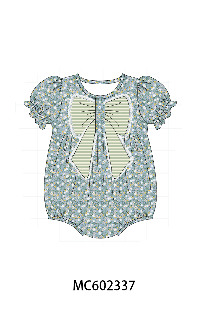PO82 Teal floral lace bow stripe collection