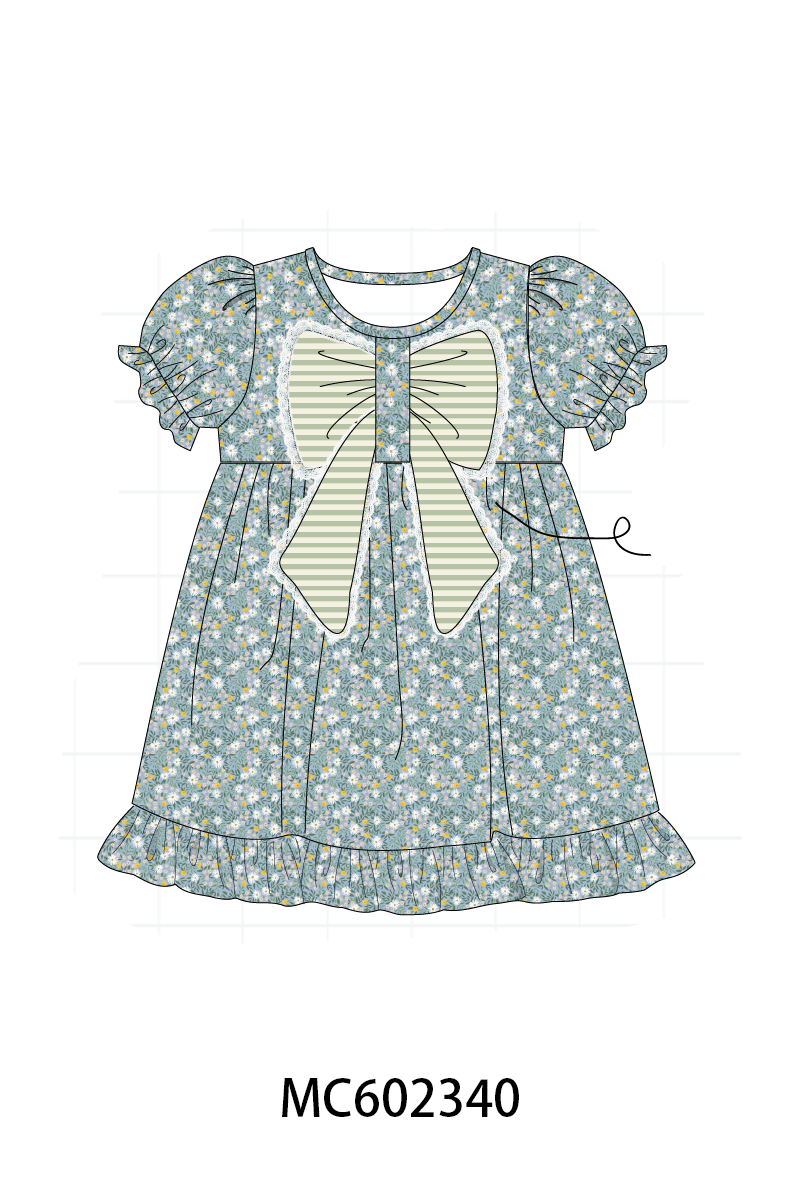 PO82 Teal floral lace bow stripe collection