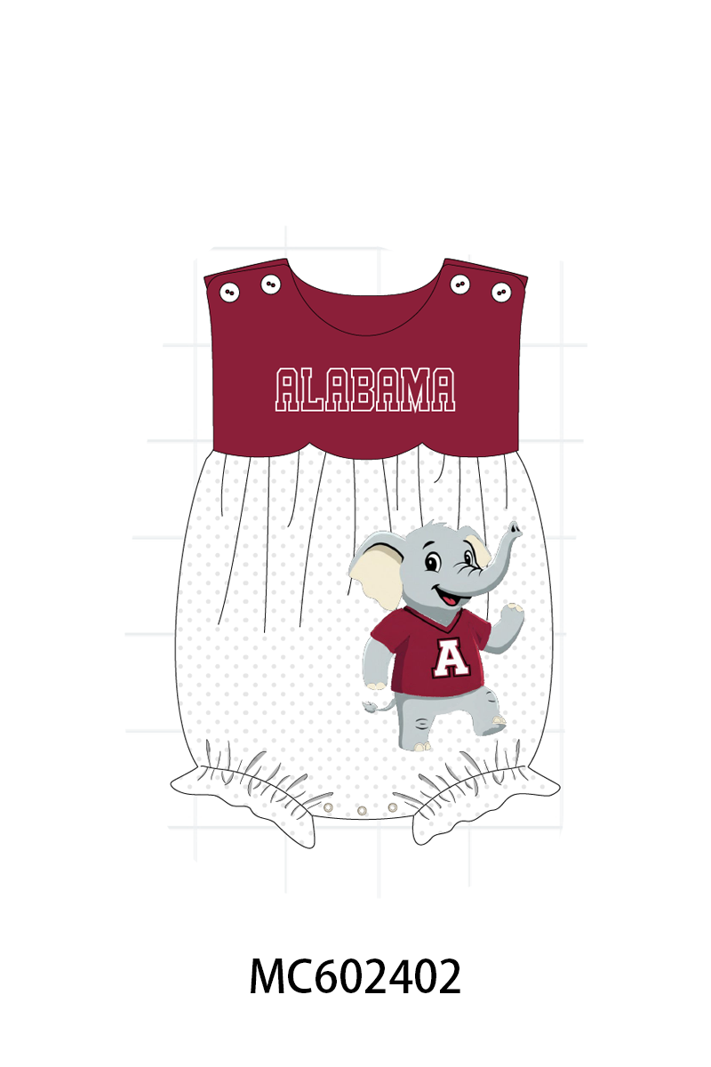 PO82 Maroon Alabama elephant embroidery collection