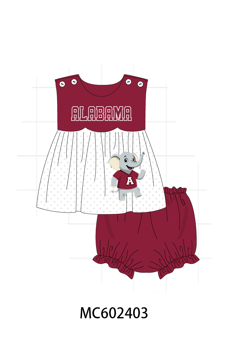 PO82 Maroon Alabama elephant embroidery collection