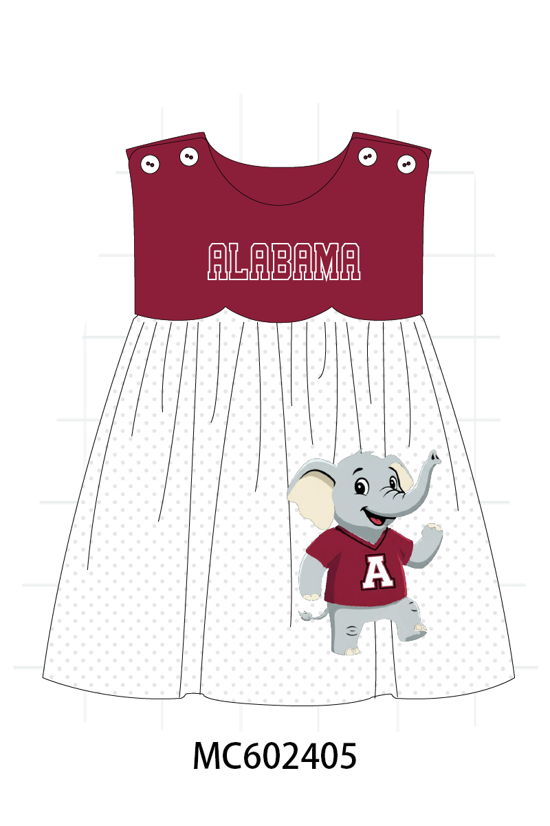 PO82 Maroon Alabama elephant embroidery collection